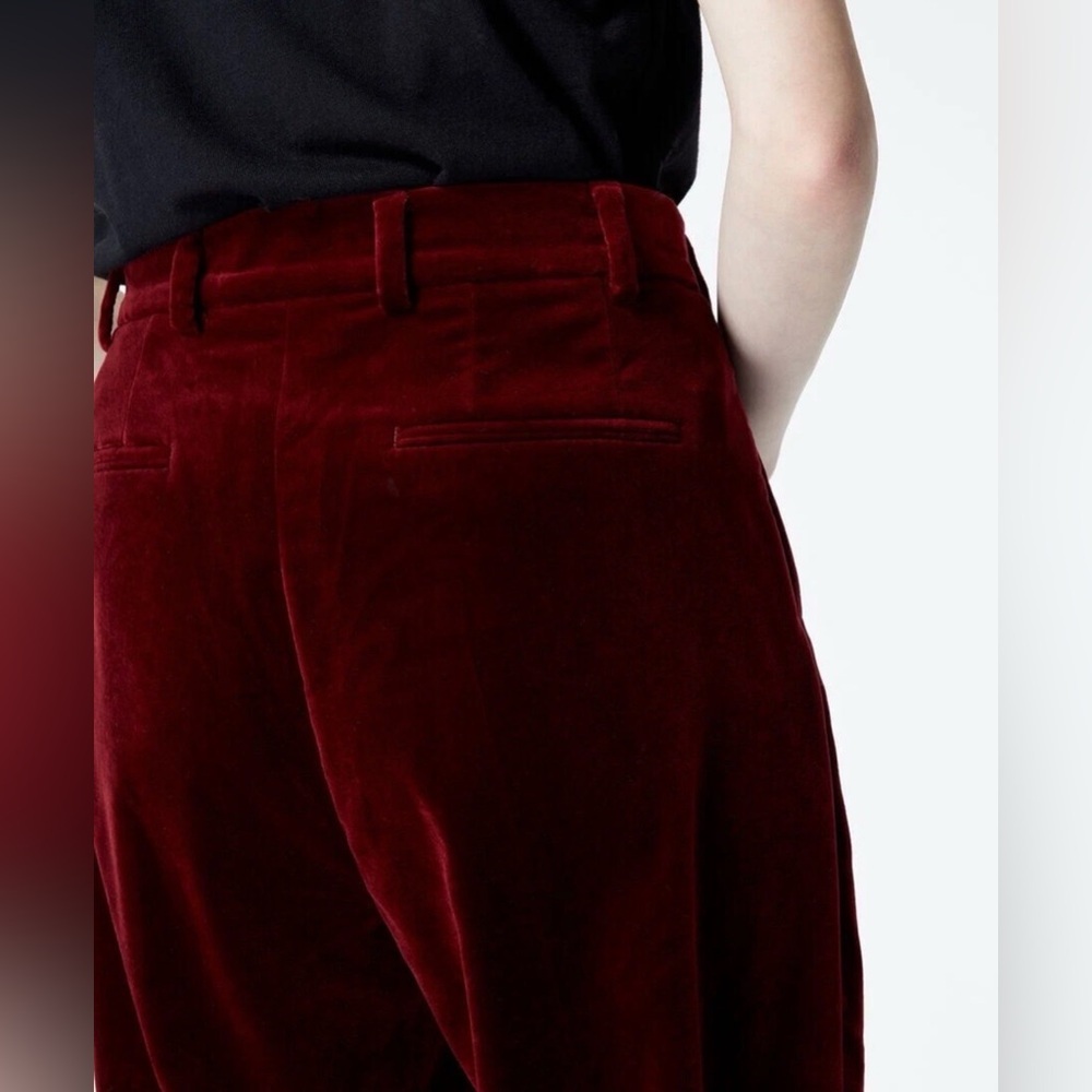 The Kooples Burgundy Velvet Slim Pants Trousers Size 38 NWT - Picture 12 of 12
